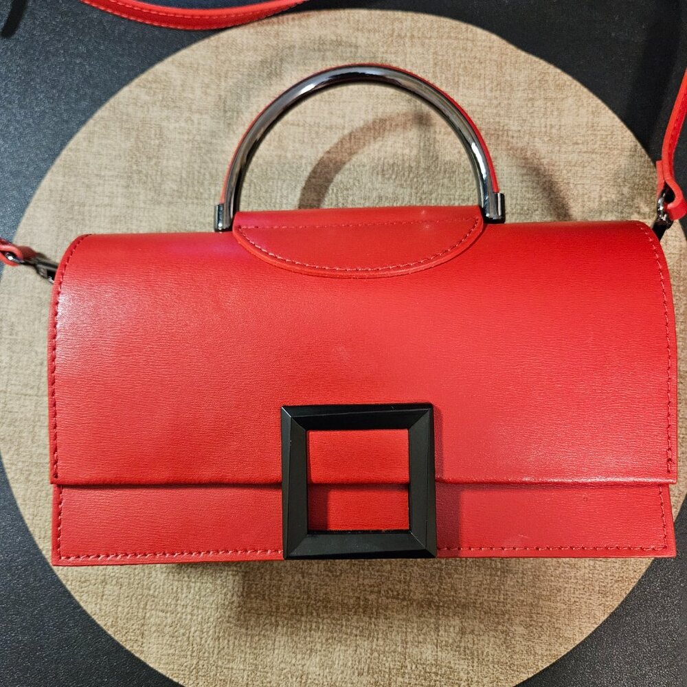 ISADORA Red Made In Italy Leather Round Handle Satchel